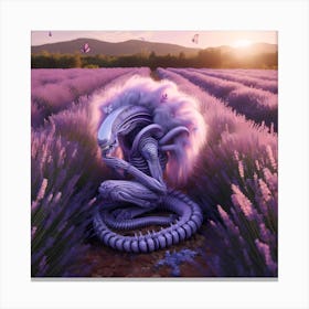 Alien Caring In A Lavender Field Canvas Print