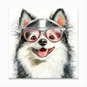 Dog With Glasses 36 Canvas Print