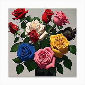 Roses In A Vase Canvas Print