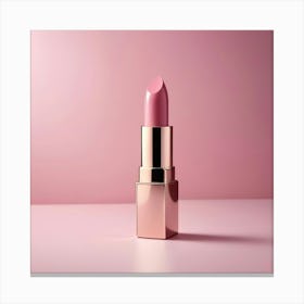 Lipstick On A Pink Background Canvas Print