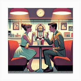 Evening Diner Date 60's Canvas Print