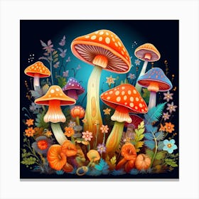 Mushrooms And Flowers 61 Canvas Print