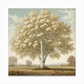 White Poplar Vintage Autumn Tree Print Art Print 1 Canvas Print