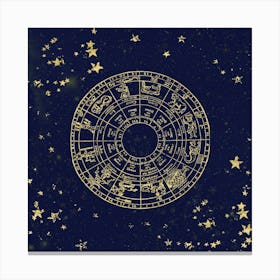 Star Map Gold And Navy Canvas Print