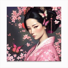 Asian Girl With Butterflies 10 Canvas Print