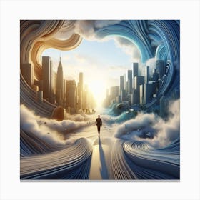 City In The Clouds Canvas Print