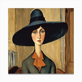 Jean Hebuterne With Large Hat, Amedeo Modigliani Living Room Hallway Art Print 1 Canvas Print