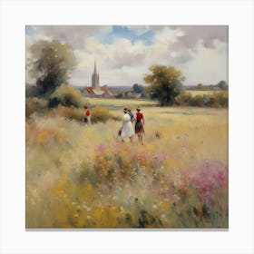 Across the Field Of Flowers, Aston Canvas Print