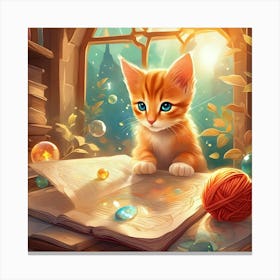 Kitty Reading A Book 1 Canvas Print