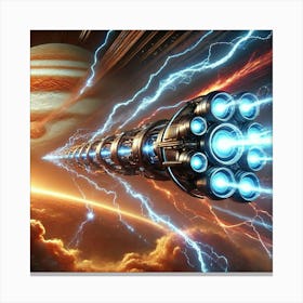 A Focused Sci Fi Depiction Of Lightning Lances, Sh Canvas Print