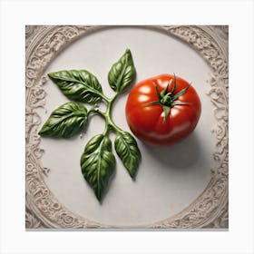 Tomato And Leaf Canvas Print