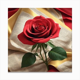 Rose On A Book 3 Canvas Print