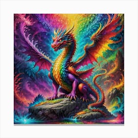 Multiple coloured happy dragon Canvas Print