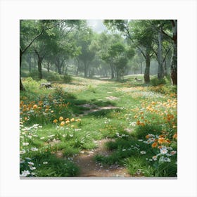 Lena1987 A Gras In The Forest Full Of Flowers And Animals Aro 9956ad99 07e8 412f 8235 11d3b7f29714 3 Canvas Print