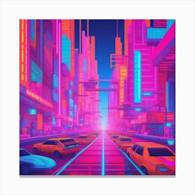 Neon Dreamscapes Captivating Cityscapes Reimagined With Vibrant Neon Colors Geometric Shapes And 155786936 (1) Canvas Print