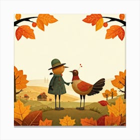 An Endearing Cartoon Character Of A Pilgrim Bird Typically Found Around A Thanksgiving Feast Situa (2) 2 1 Canvas Print