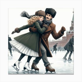Ice Skating In Moscow Canvas Print