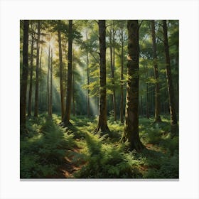 Rays Of Light In The Forest 1 Canvas Print