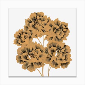 Gold Flowers On Black Background Canvas Print