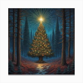 Christmas Tree In The Forest 88 Canvas Print