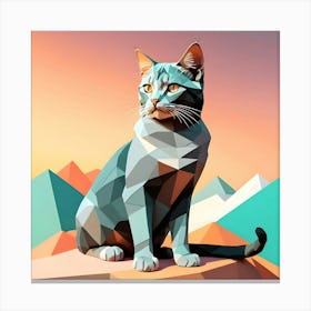 Low Poly Cat Canvas Print