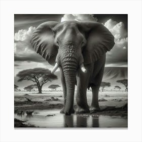Elephant In The Savannah 1 Canvas Print