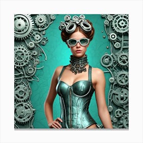 Steampunk Girls Night Out Fashion Cubism Style Canvas Print