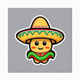 Mexican Taco With Mexican Sombrero Sticker 2d Cute Fantasy Dreamy Vector Illustration 2d Flat (38) Canvas Print