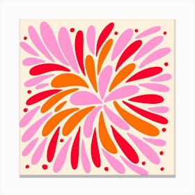 Floral Burst pink, red and orange Canvas Print