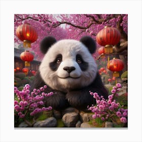 Panda Bear In Chinese Garden Canvas Print