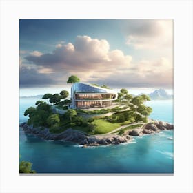 Futuristic House On The Island Canvas Print