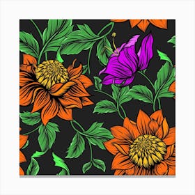 Floral Background Drawing Canvas Print