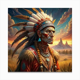 Native American Man Portrait Canvas Print