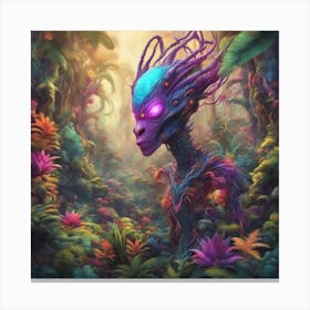 Imagination, Trippy, Synesthesia, Ultraneonenergypunk, Unique Alien Creatures With Faces That Looks (3) Canvas Print