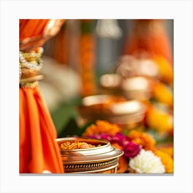 Orange And Gold Wedding Decor Canvas Print