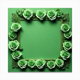Green Roses Frame 10 Canvas Print