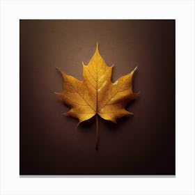 Title: "Autumn's Golden Veil"  Description: This artwork captures the essence of autumn through a single, golden-yellow maple leaf. Its rich, warm hues stand out against the dark, muted background, highlighting the intricate network of veins that run through the leaf. The leaf's edges gently curl, a testament to the natural process of drying and aging, which adds a tactile dimension to the image. This leaf, often associated with the fall season, symbolizes change and transformation. It is a reminder of the fleeting beauty of life's cycles, with the leaf's luminosity suggesting a quiet celebration of nature's resilience and the passage of time. The composition's simplicity and the deep contrast between the leaf and the background draw the viewer's attention to the leaf's delicate structure and the transient, yet timeless, beauty of autumn. Canvas Print