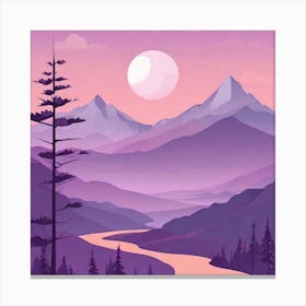 Misty mountains background in purple tone 78 Canvas Print