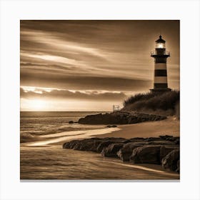 Sepia Lighthouse 2 Canvas Print