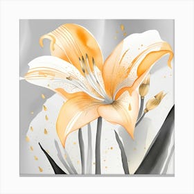 Yellow Lily Monochromatic Watercolor Canvas Print