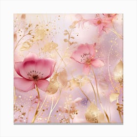 Pink Flowers On A Pink Background Canvas Print