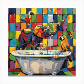 Elephant In The Bath 2 Canvas Print