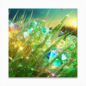 Grass With Crystals At Sunset Canvas Print