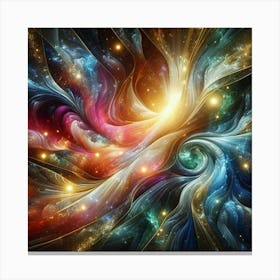Radiant Mysterious Marble Light: Multicolor marble and gold and diamonds imitation frame lines, acrylic art glass wall art, scratch and shatter resistant inside glass inside glass 2 Canvas Print