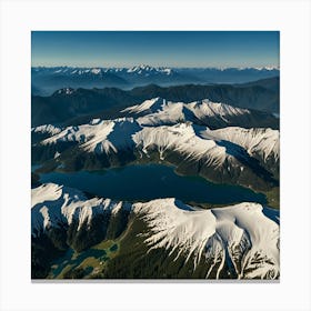 Aerial View Of Snow Capped Mountains Canvas Print