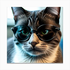 Cat With Glasses Canvas Print
