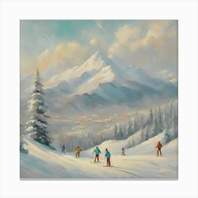 Skiers In The Mountains 1 Canvas Print