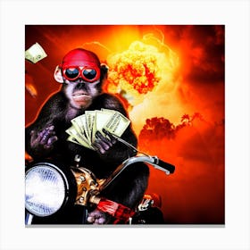 Monkey On A Motorcycle 3 Canvas Print