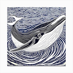 Whale Print Linocut 1 Canvas Print