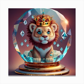 Lion In A Snow Globe Canvas Print